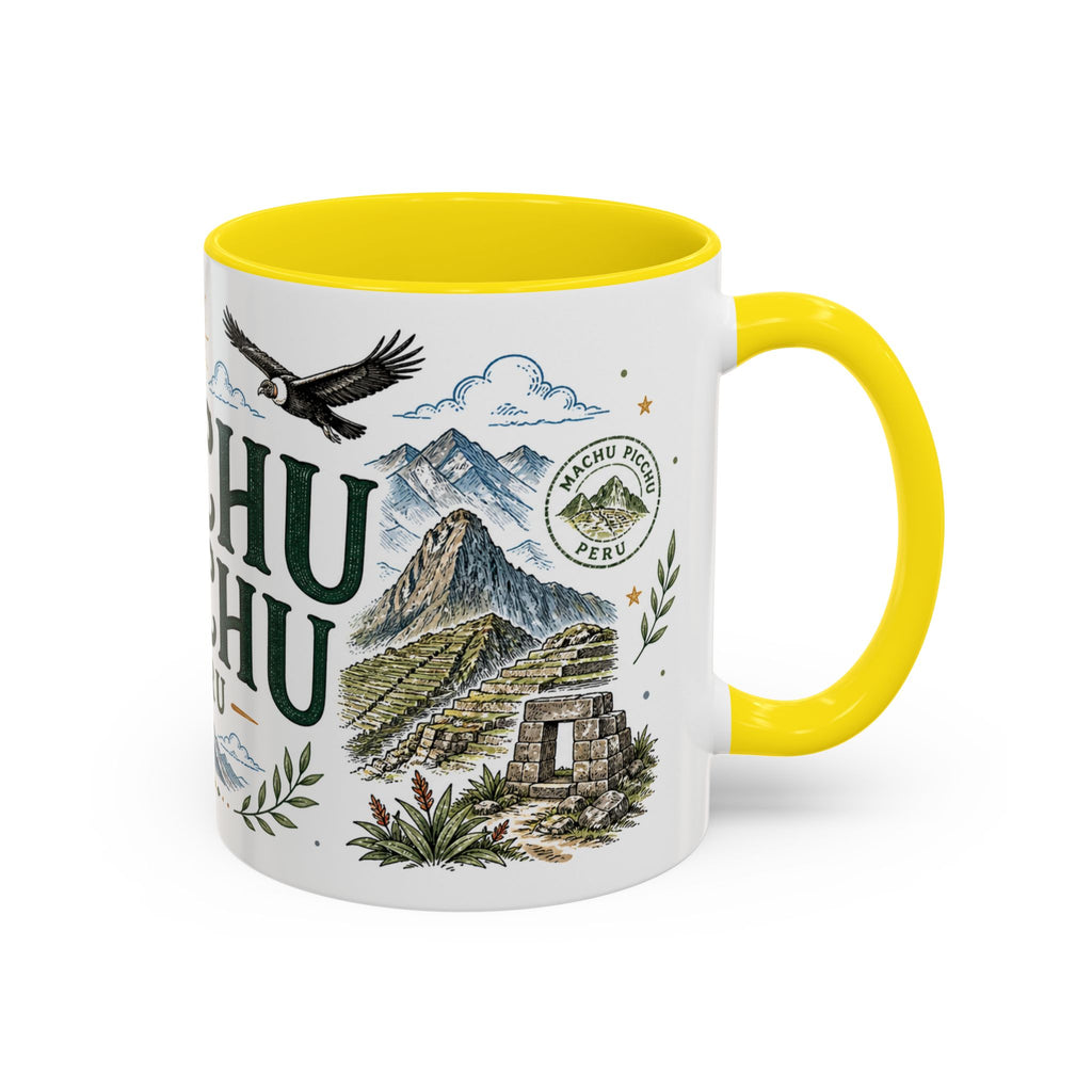 Machu Picchu Coffee Mug | Travel Destination Souvenir Gift | Accent Color Ceramic 11oz 15oz