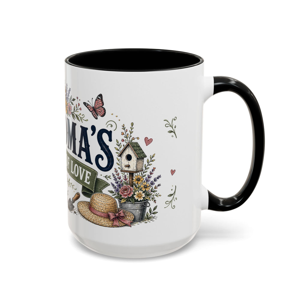 Grandma's Garden Of Love Coffee Mug | Gift From Grandkids | Accent Color Ceramic 11oz 15oz