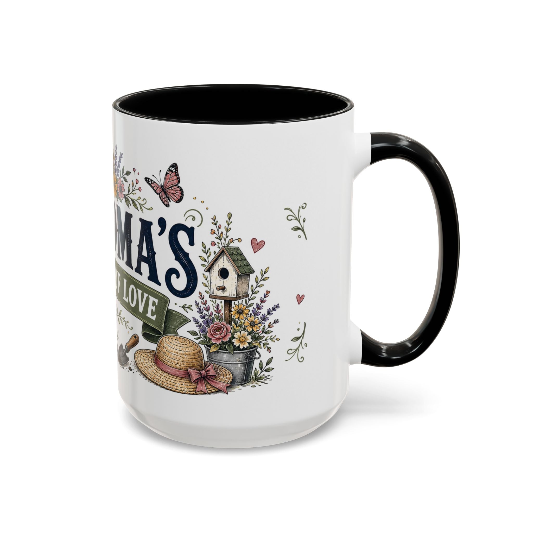 Grandma's Garden Of Love Coffee Mug | Gift From Grandkids | Accent Color Ceramic 11oz 15oz