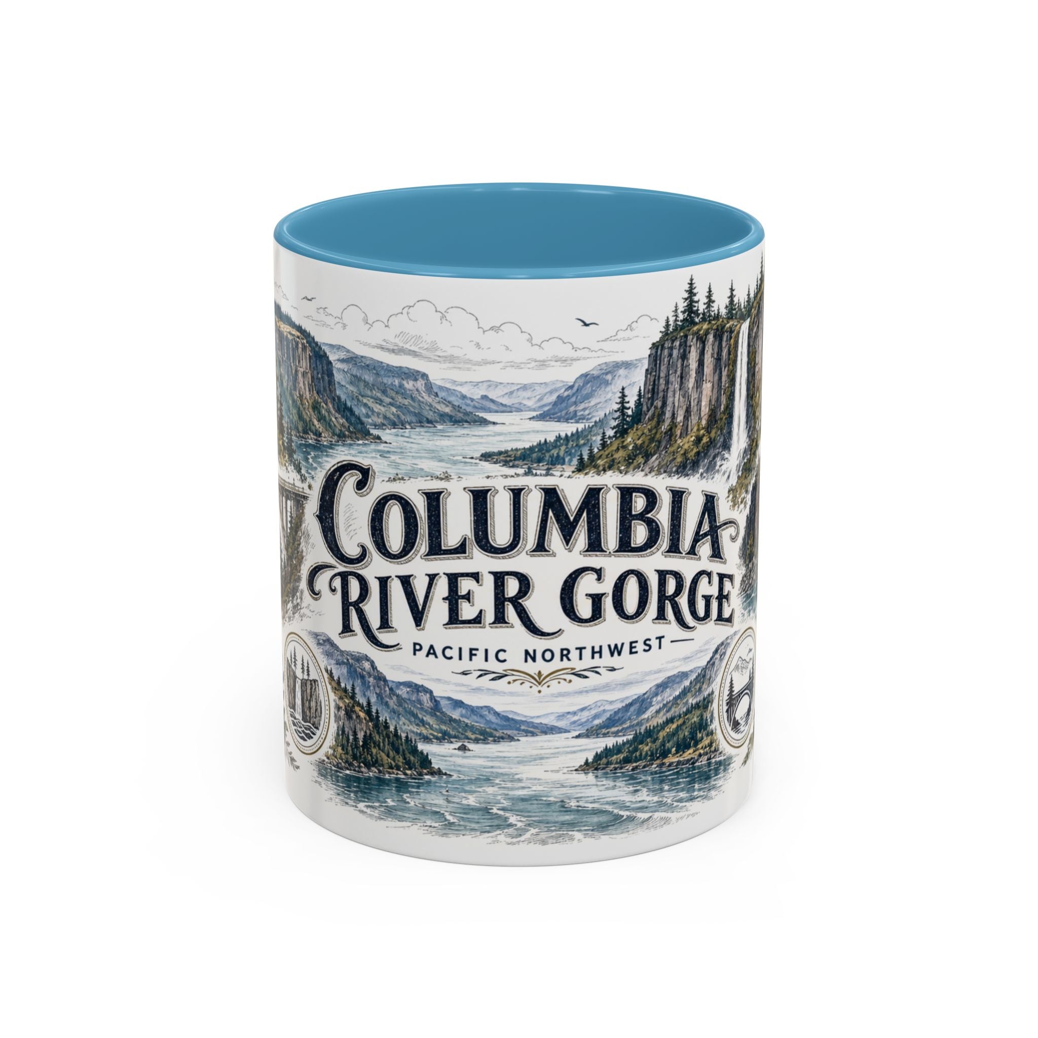 Columbia River Gorge Mug, Pacific Northwest Travel Souvenir, Bucket List Gift, Accent Ceramic Coffee Mug 11oz 15oz