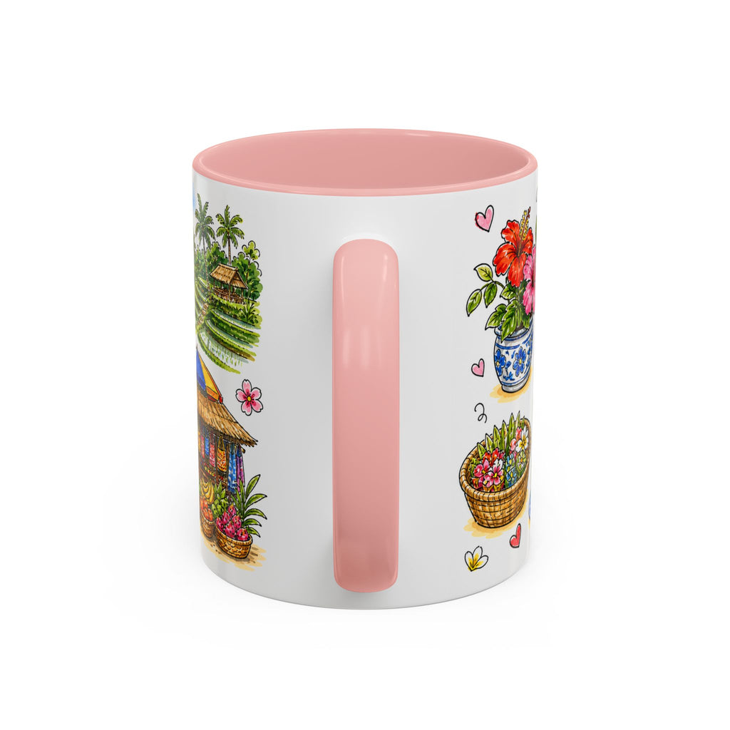 Ubud Illustrated Travel Mug | City Souvenir Accent Coffee Mug | 11oz 15oz Ceramic Cup