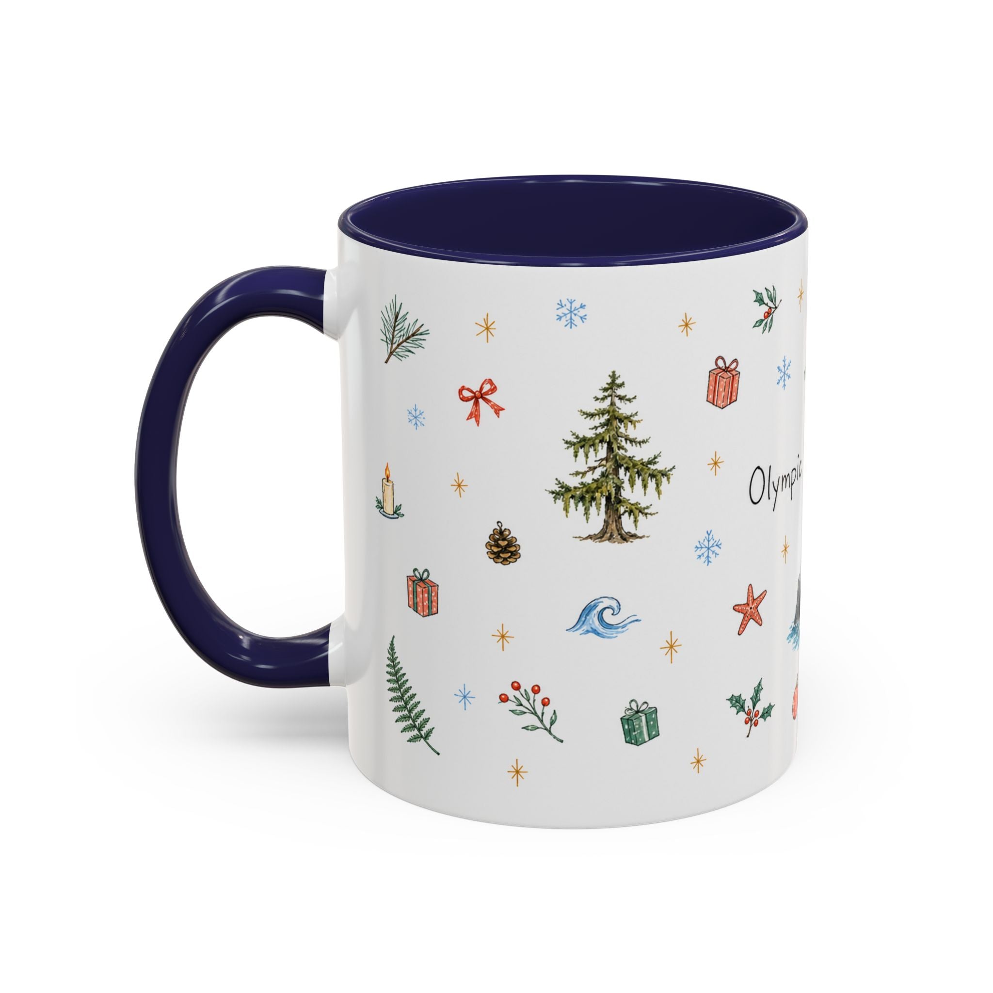 Olympic National Park Christmas Mug | Watercolor Travel Souvenir | Holiday Gift | Accent Ceramic Coffee Cup 11oz 15oz