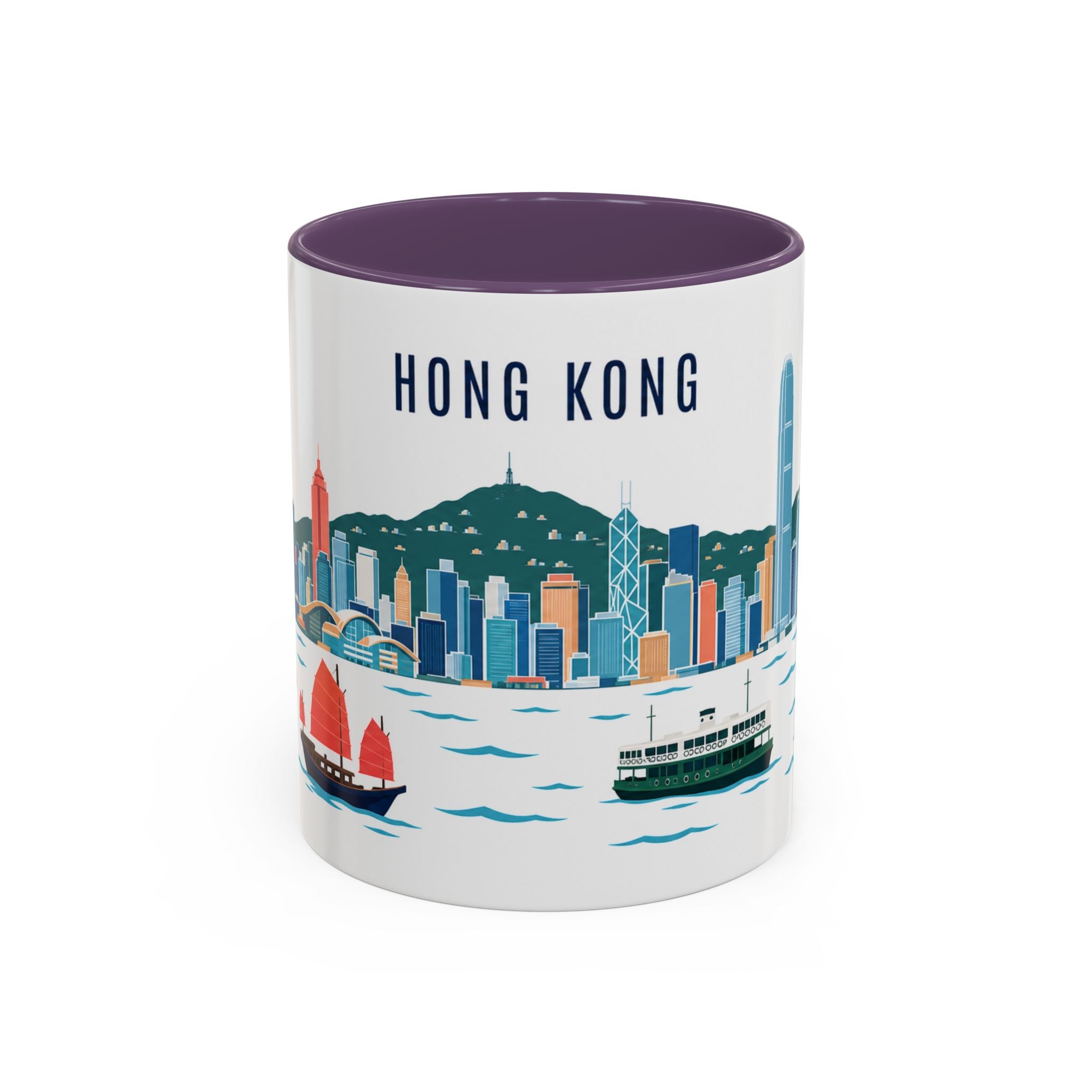 Hong Kong Coffee Mug | Hong Kong Travel Souvenir | Porcelain Decal City Gift | 11oz 15oz Accent Mug