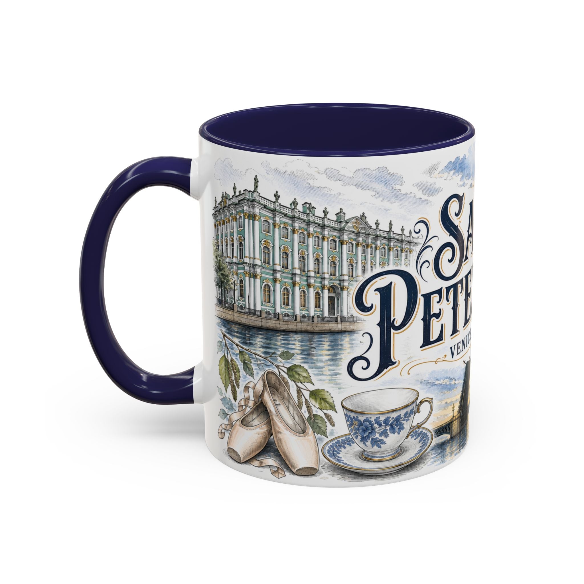 Saint Petersburg Coffee Mug | Russia Travel Souvenir | Vintage Illustrated City Gift | 11 oz 15 oz Accent Mug