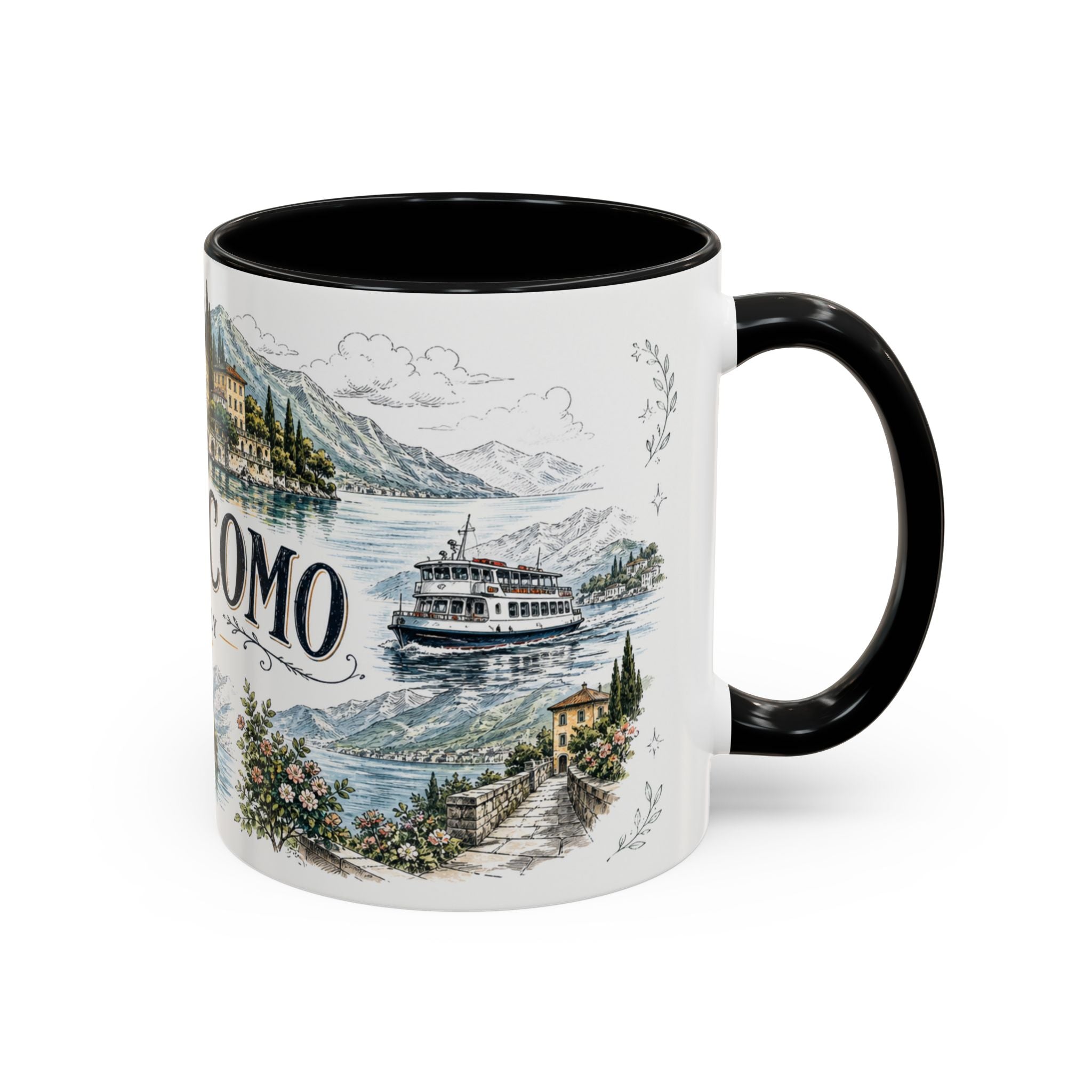 Lake Como Mug, Italy Travel Souvenir, Bucket List Gift, Accent Ceramic Coffee Mug 11oz 15oz