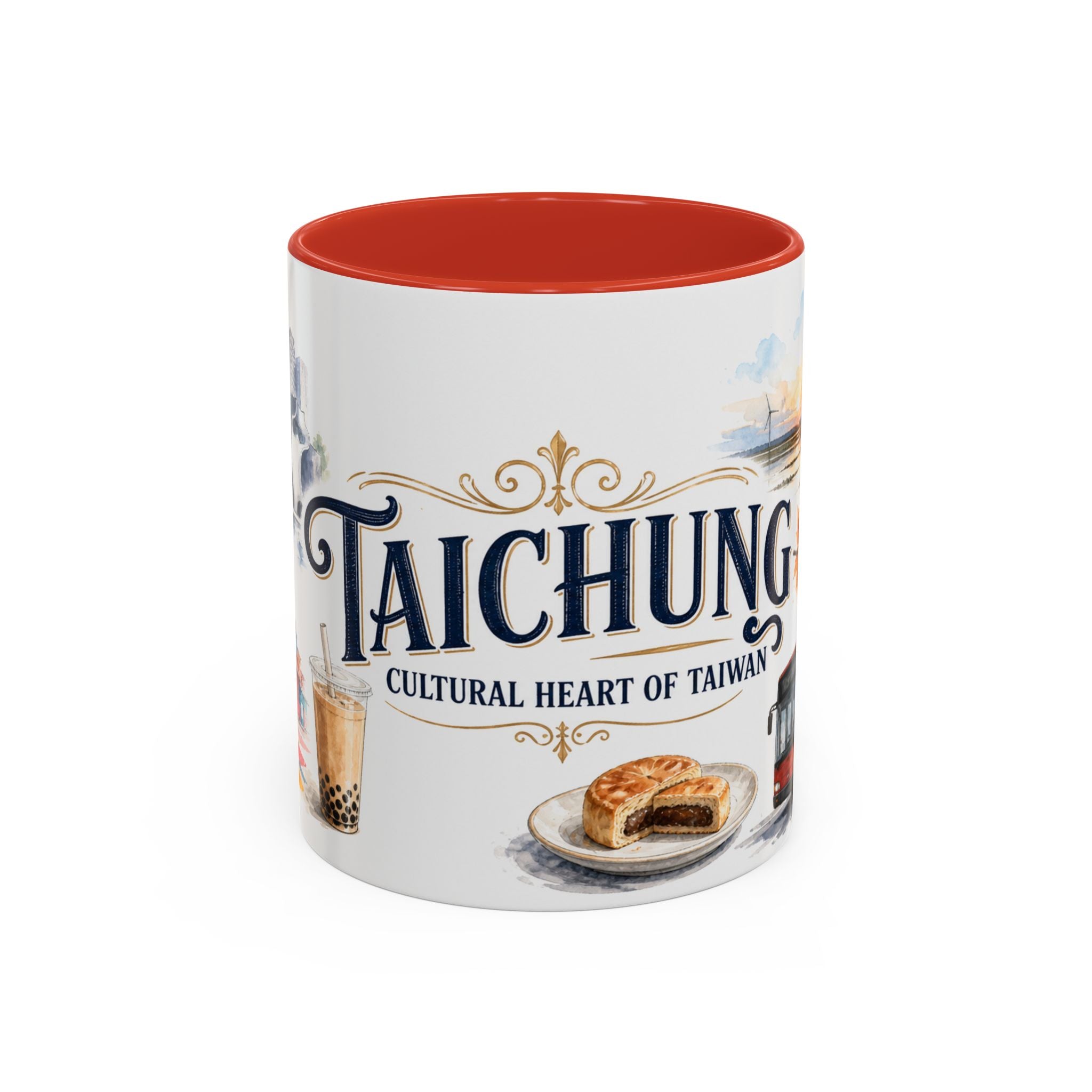 Taichung Coffee Mug | Taiwan Travel Souvenir | Vintage Illustrated City Gift | 11 oz 15 oz Accent Mug