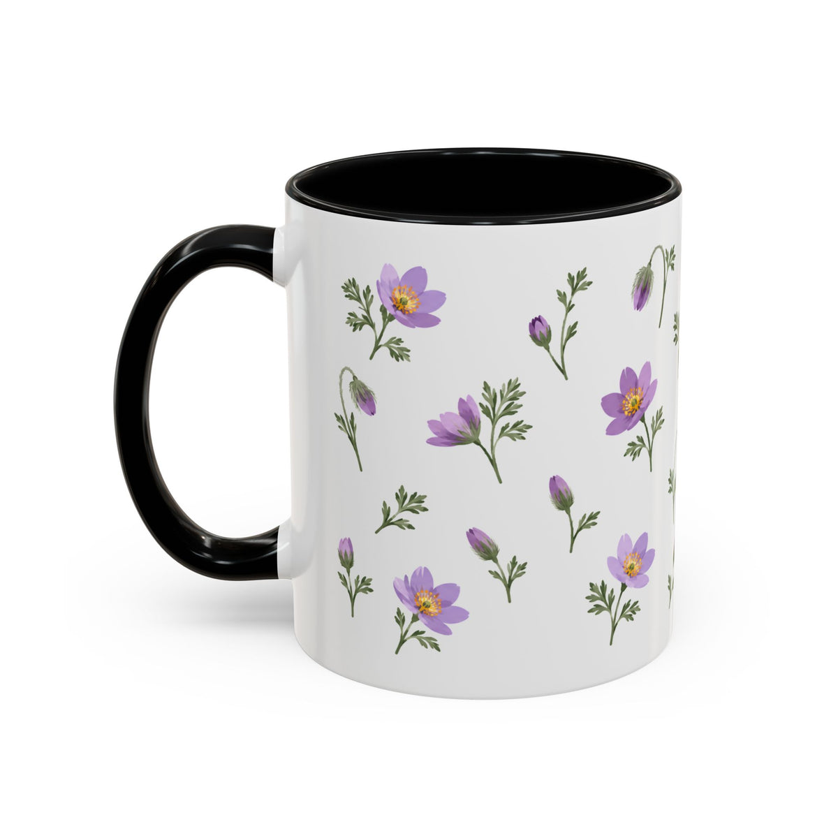 South Dakota Pasque Flower Mug, State Flower Floral Coffee Cup, 11oz Botanical Gift