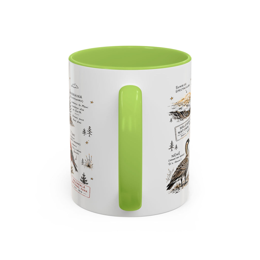 Haleakala National Park Coffee Mug | Hawaii Maui Sunrise Crater Gift | Accent Color Ceramic 11oz 15oz
