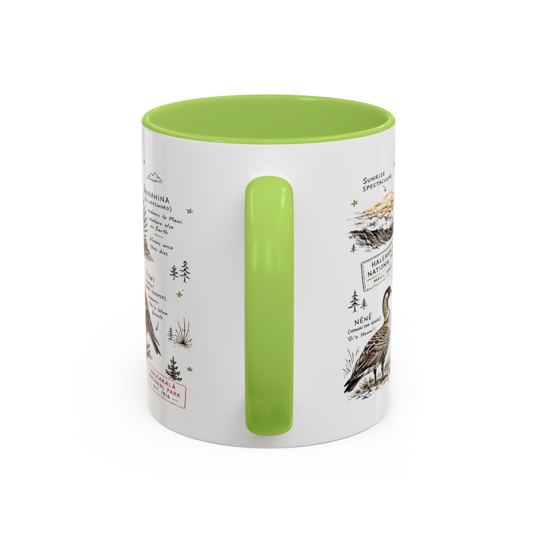 Haleakala National Park Coffee Mug | Hawaii Maui Sunrise Crater Gift | Accent Color Ceramic 11oz 15oz