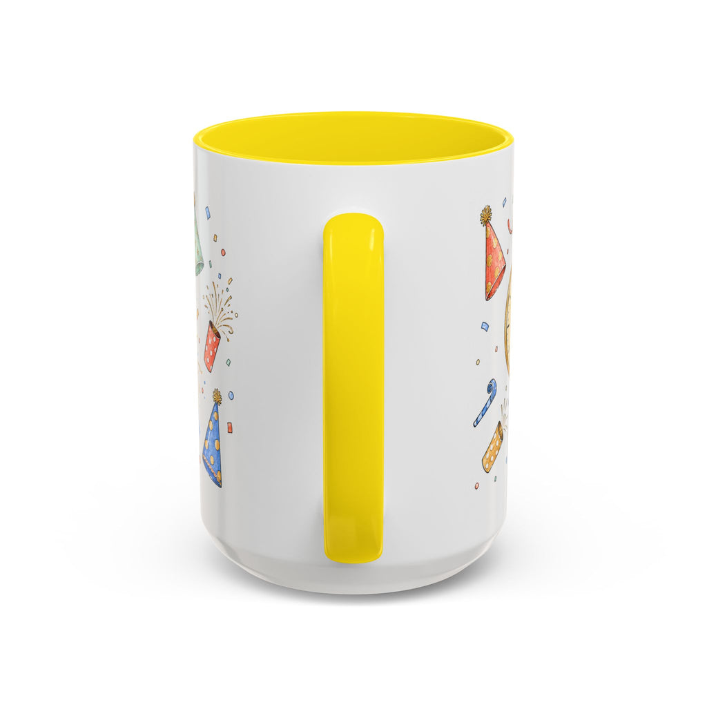 New Year Mug | Midnight Clock Toast Watercolor Celebration Gift | Accent Cup 11oz 15oz