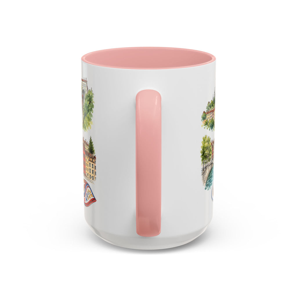 Lyon Illustrated Travel Mug | City Souvenir Accent Coffee Mug | 11oz 15oz Ceramic Cup