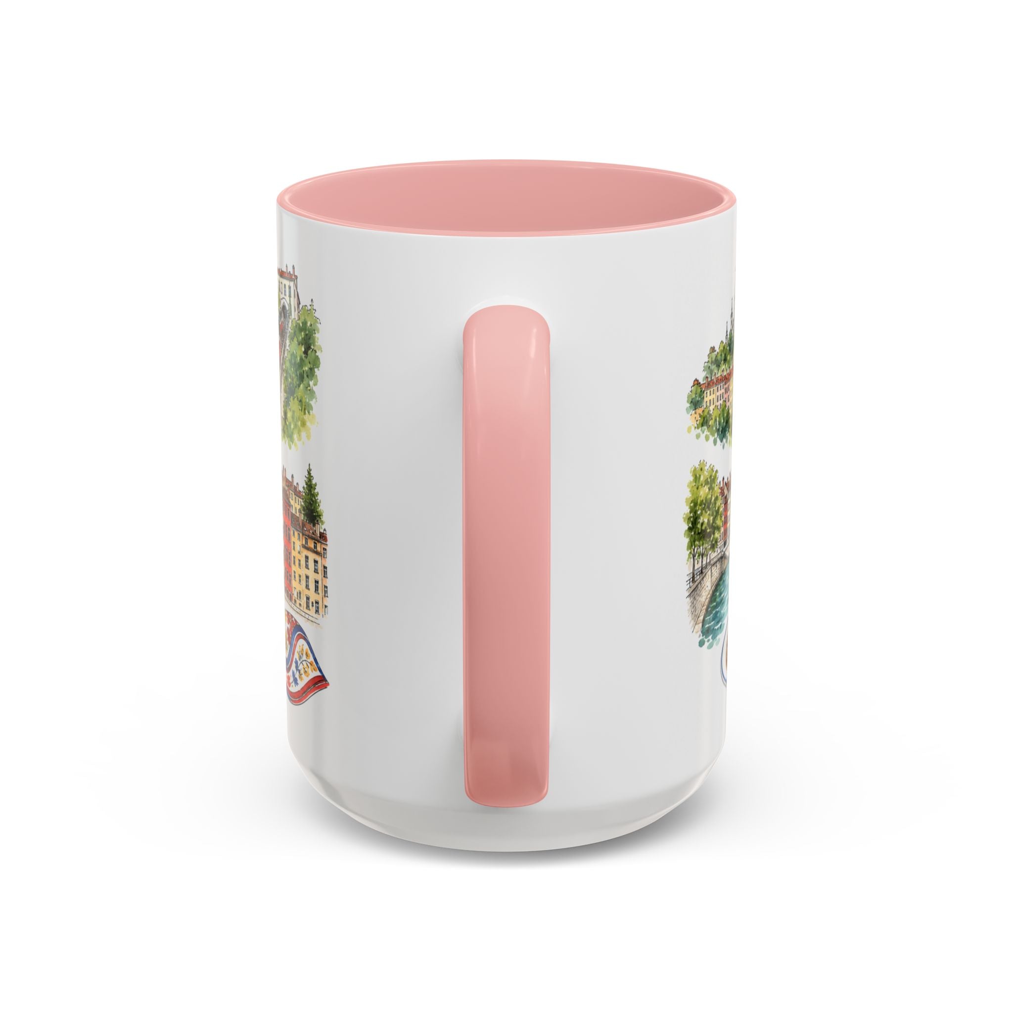 Lyon Illustrated Travel Mug | City Souvenir Accent Coffee Mug | 11oz 15oz Ceramic Cup