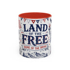 Land of the Free Coffee Mug | Home of the Brave 4th of July Gift | Accent Color Ceramic 11oz 15oz
