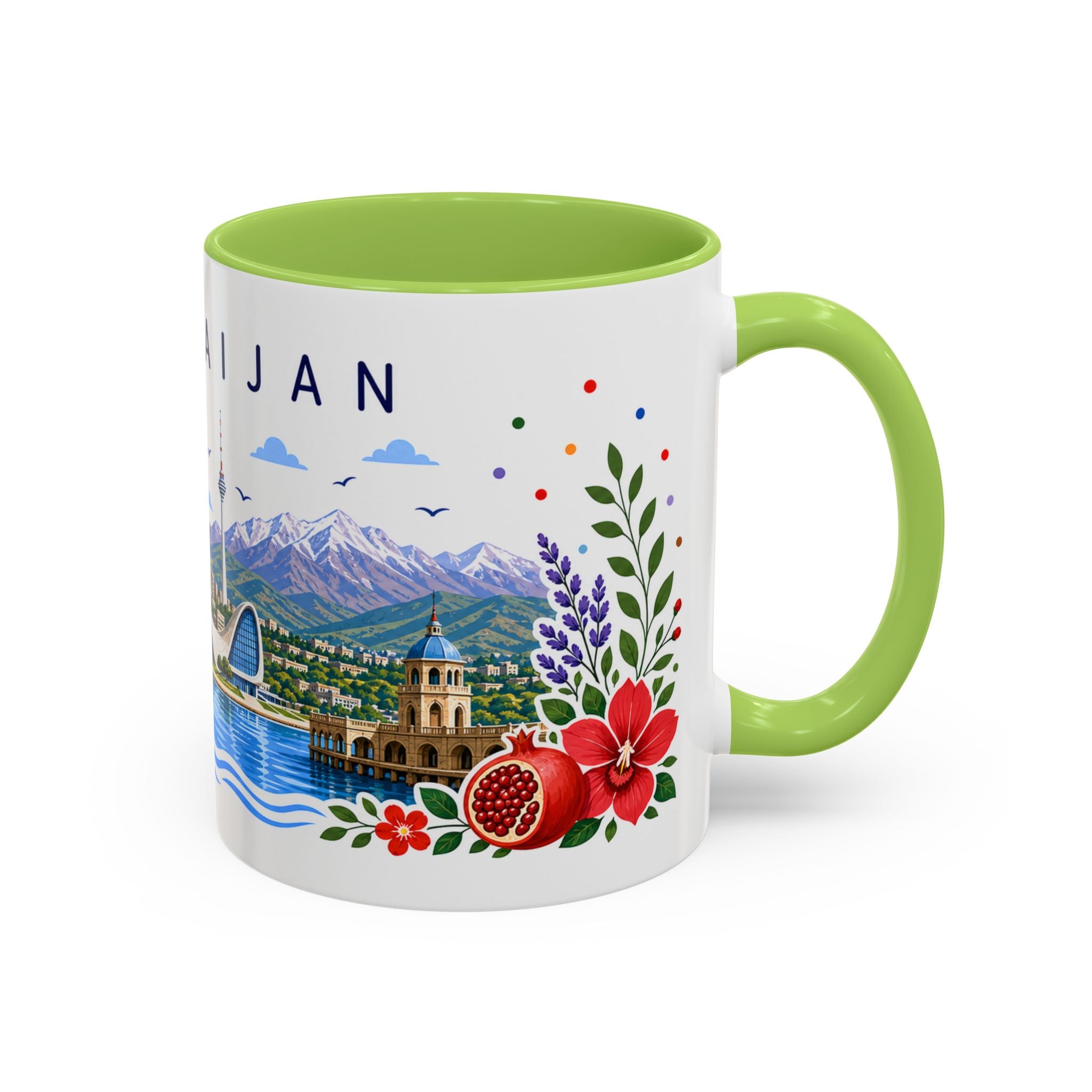 Azerbaijan Coffee Mug | Travel Souvenir Accent Mug | Place Gift Ceramic Cup 11oz 15oz