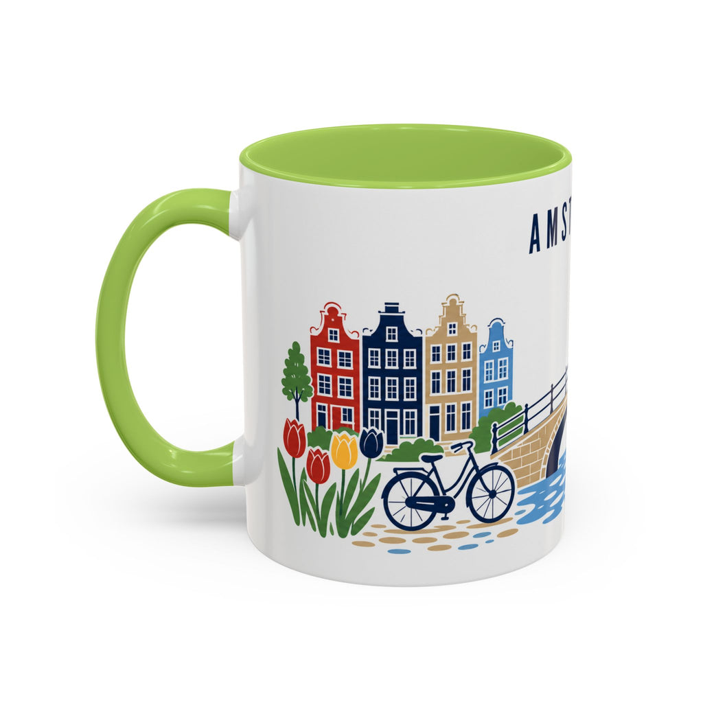 Amsterdam Coffee Mug | Netherlands Travel Souvenir | Porcelain Decal City Gift | 11oz 15oz Accent Mug