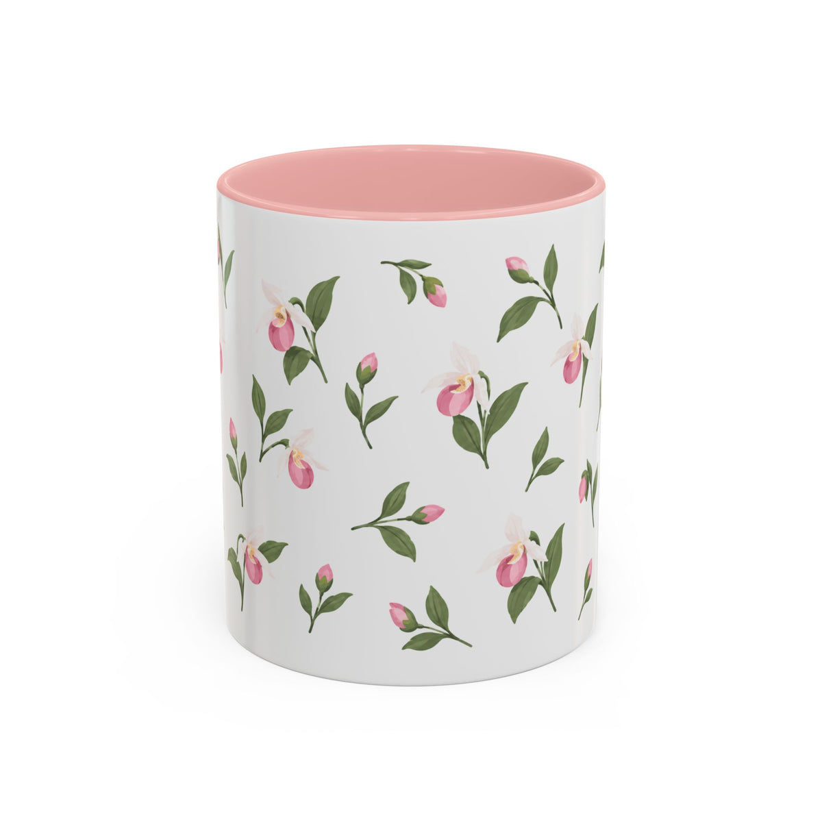 Minnesota Pink and White Lady Slipper Mug, State Flower Floral Coffee Cup, 11oz Botanical Gift