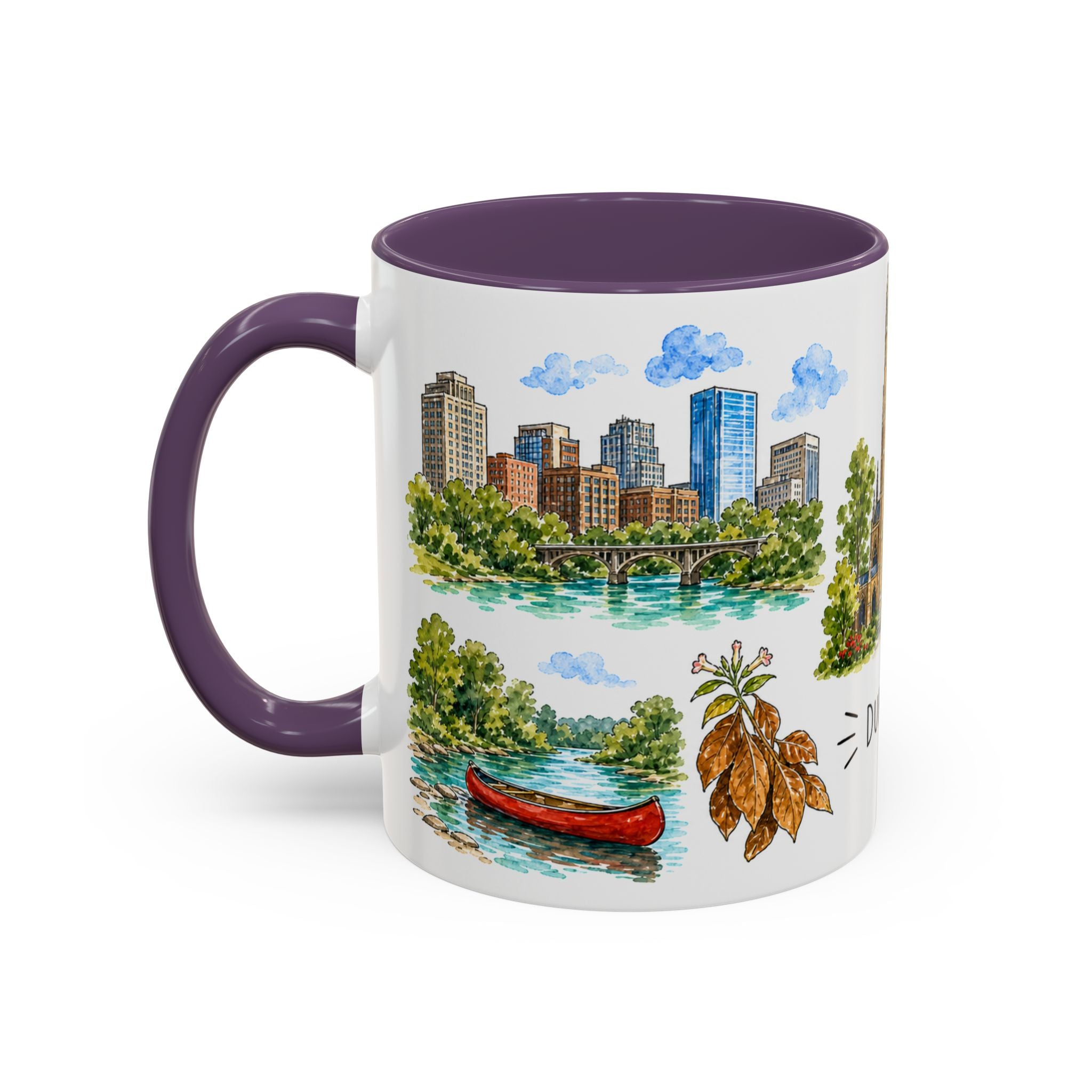 Durham Illustrated Travel Mug | City Souvenir Accent Coffee Mug | 11oz 15oz Ceramic Cup