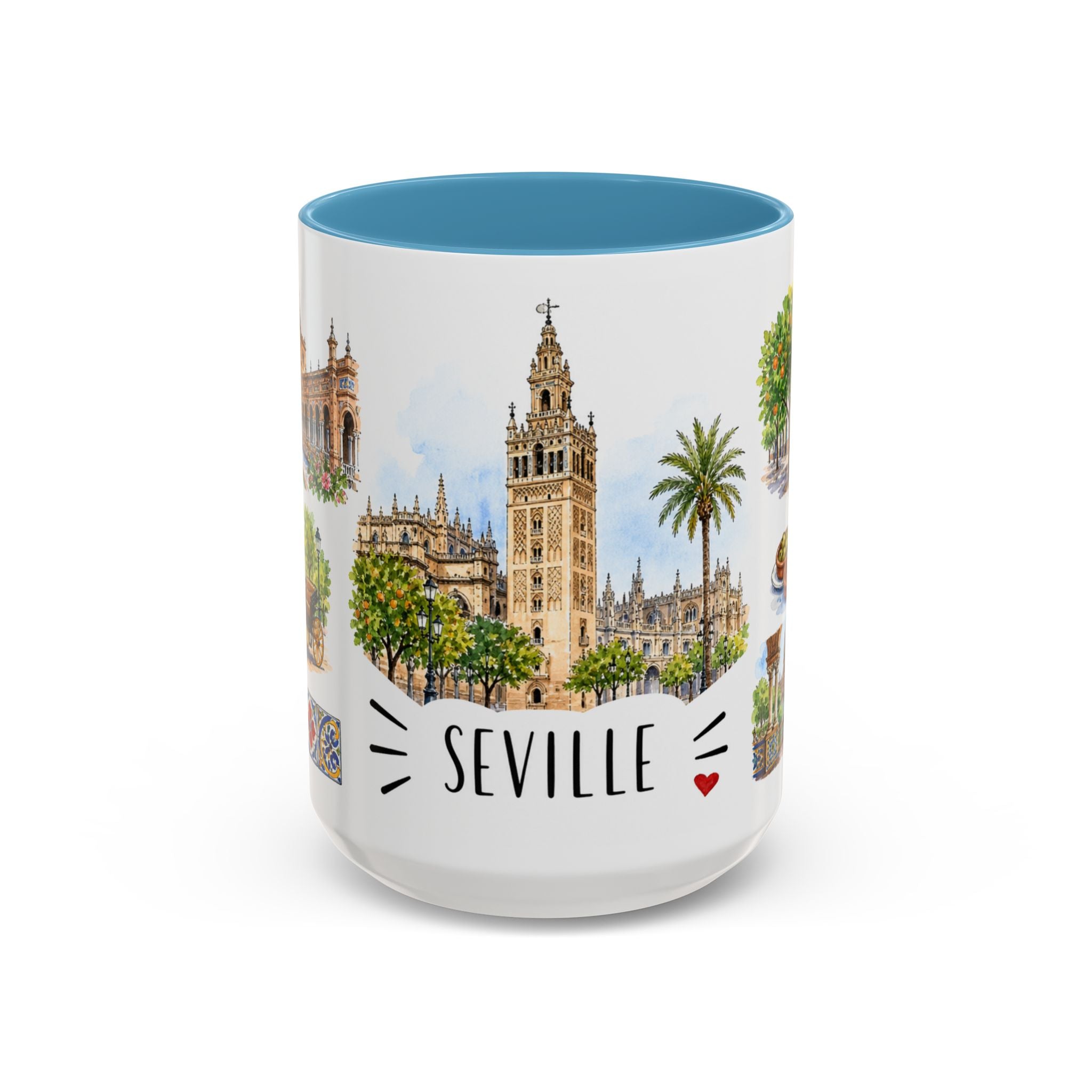 Seville Illustrated Travel Mug | City Souvenir Accent Coffee Mug | 11oz 15oz Ceramic Cup