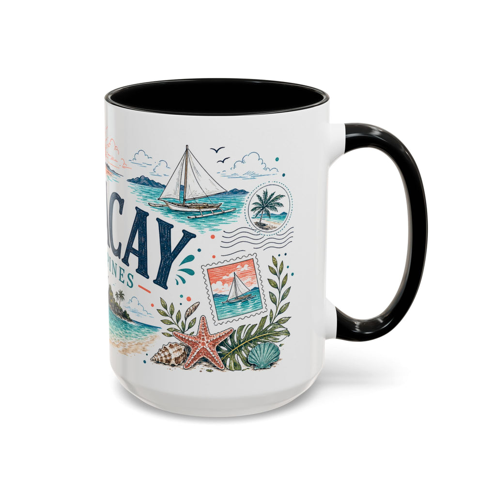 Boracay Coffee Mug | Travel Destination Souvenir Gift | Accent Color Ceramic 11oz 15oz
