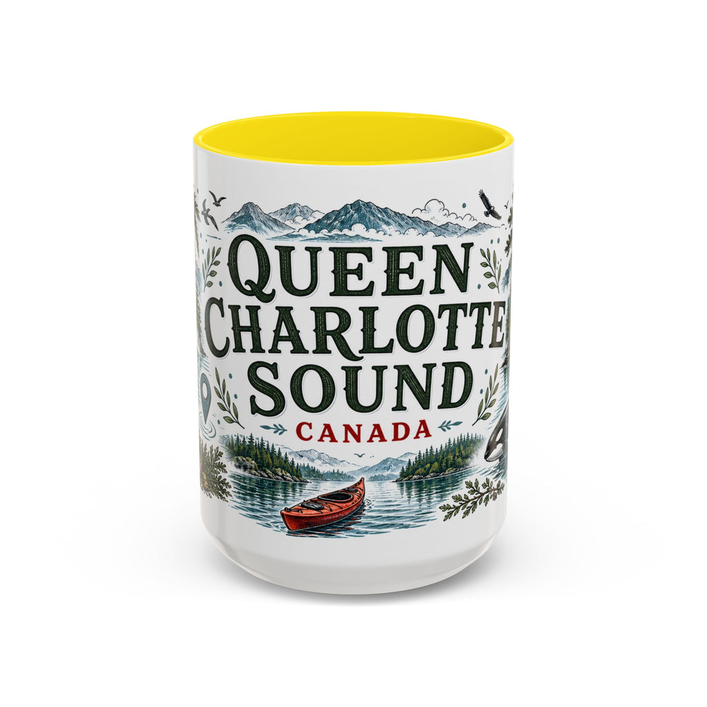 Queen Charlotte Sound Coffee Mug | Travel Destination Souvenir Gift | Accent Color Ceramic 11oz 15oz