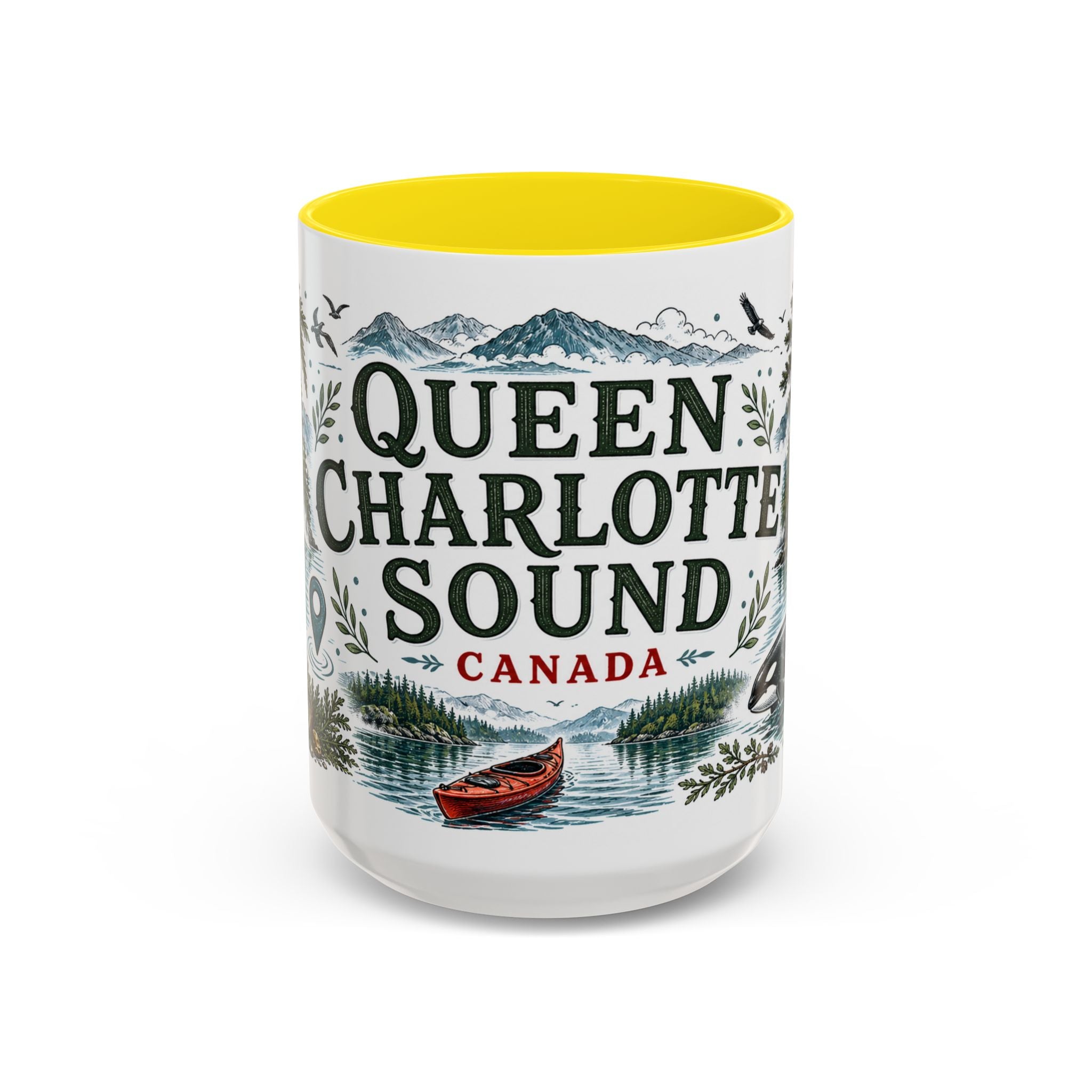 Queen Charlotte Sound Coffee Mug | Travel Destination Souvenir Gift | Accent Color Ceramic 11oz 15oz