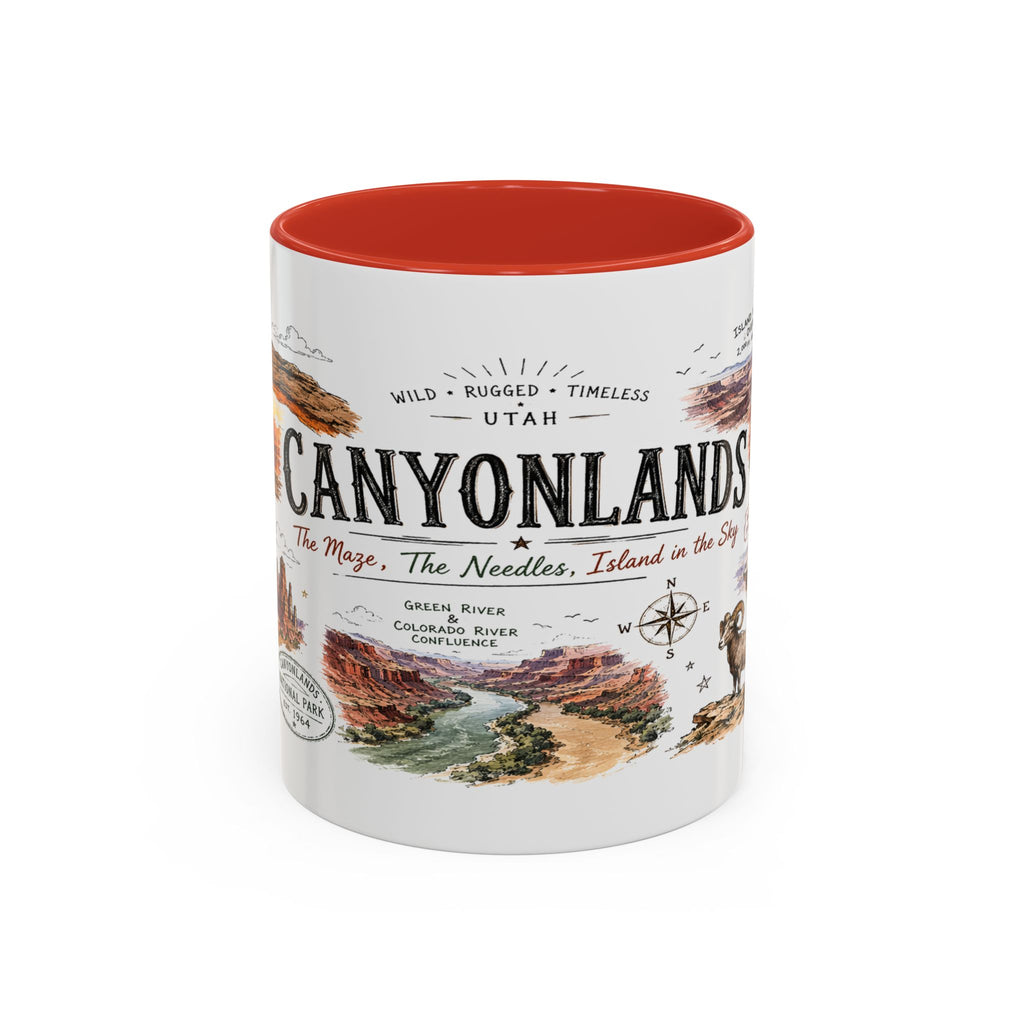 Canyonlands National Park Coffee Mug | Utah Red Rock Desert River Gift | Accent Color Ceramic 11oz 15oz