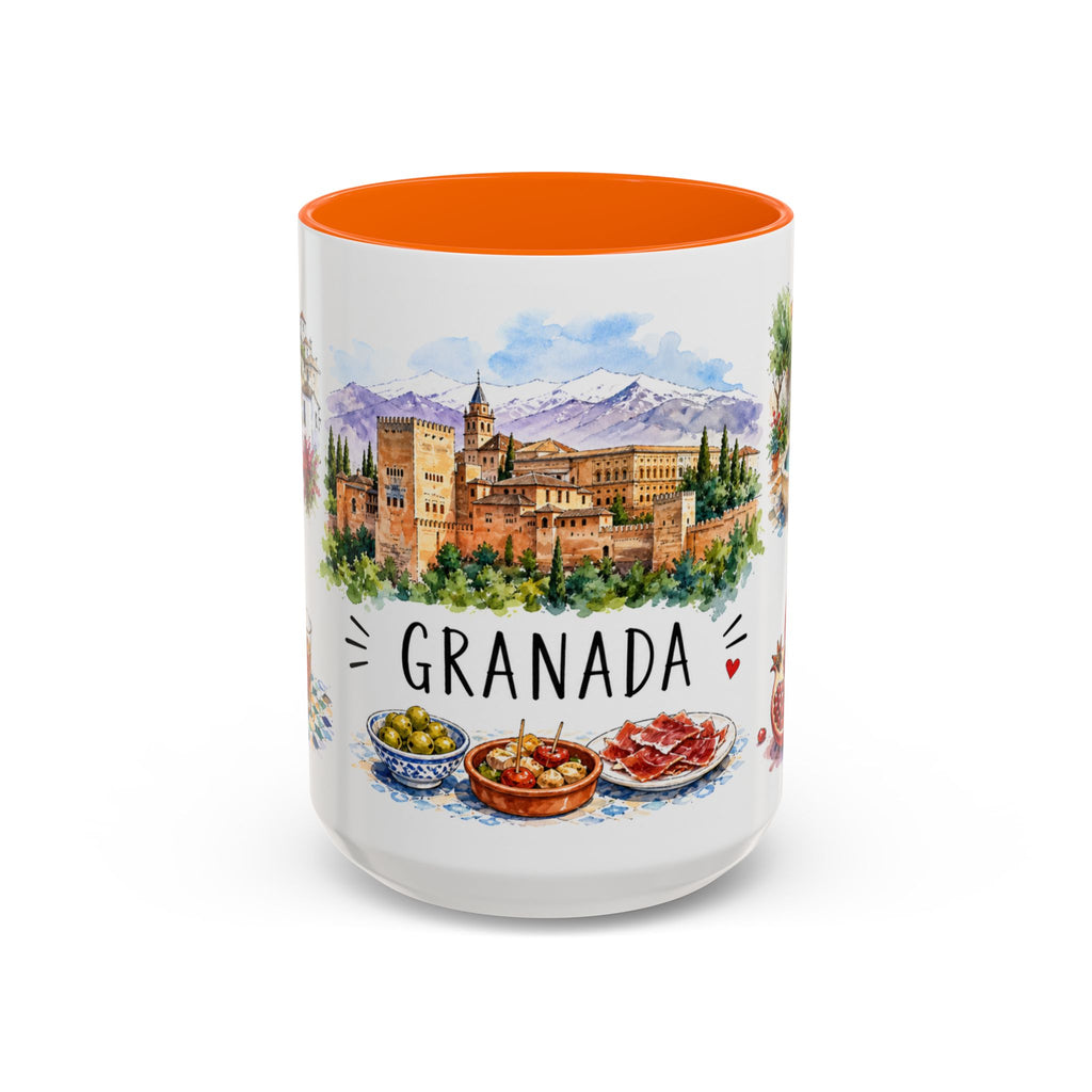 Granada Illustrated Travel Mug | City Souvenir Accent Coffee Mug | 11oz 15oz Ceramic Cup