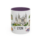 Lyon Illustrated Travel Mug | City Souvenir Accent Coffee Mug | 11oz 15oz Ceramic Cup