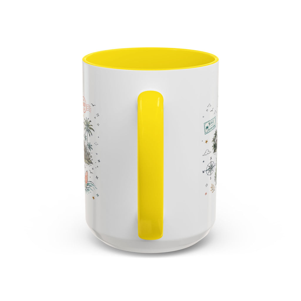 Bali Coffee Mug | Indonesia Souvenir Travel Gift | Accent Color Ceramic 11oz 15oz