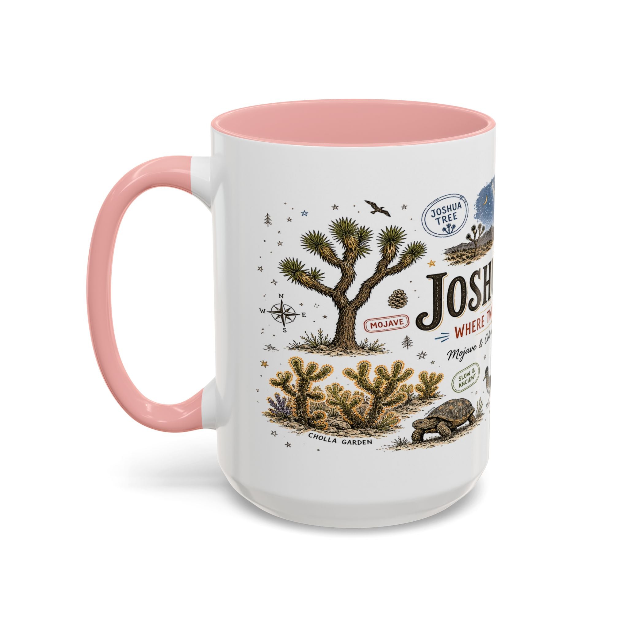 Joshua Tree Coffee Mug | National Park Desert Camping Gift | Accent Color Ceramic 11oz 15oz