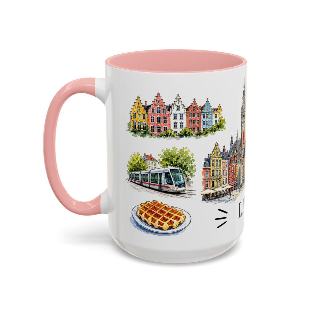 Lille Illustrated Travel Mug | City Souvenir Accent Coffee Mug | 11oz 15oz Ceramic Cup