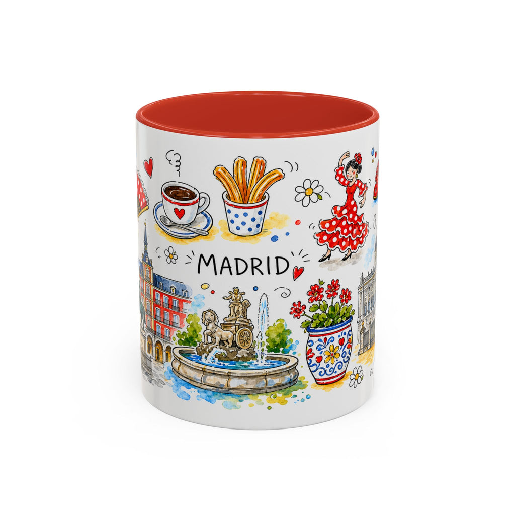 Madrid Travel Mug | European City Souvenir Accent Coffee Mug | 11oz 15oz Ceramic Cup