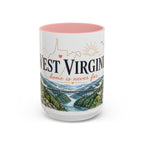 West Virginia State Map Mug | Appalachian Bridge, Rhododendron Accent Coffee Cup