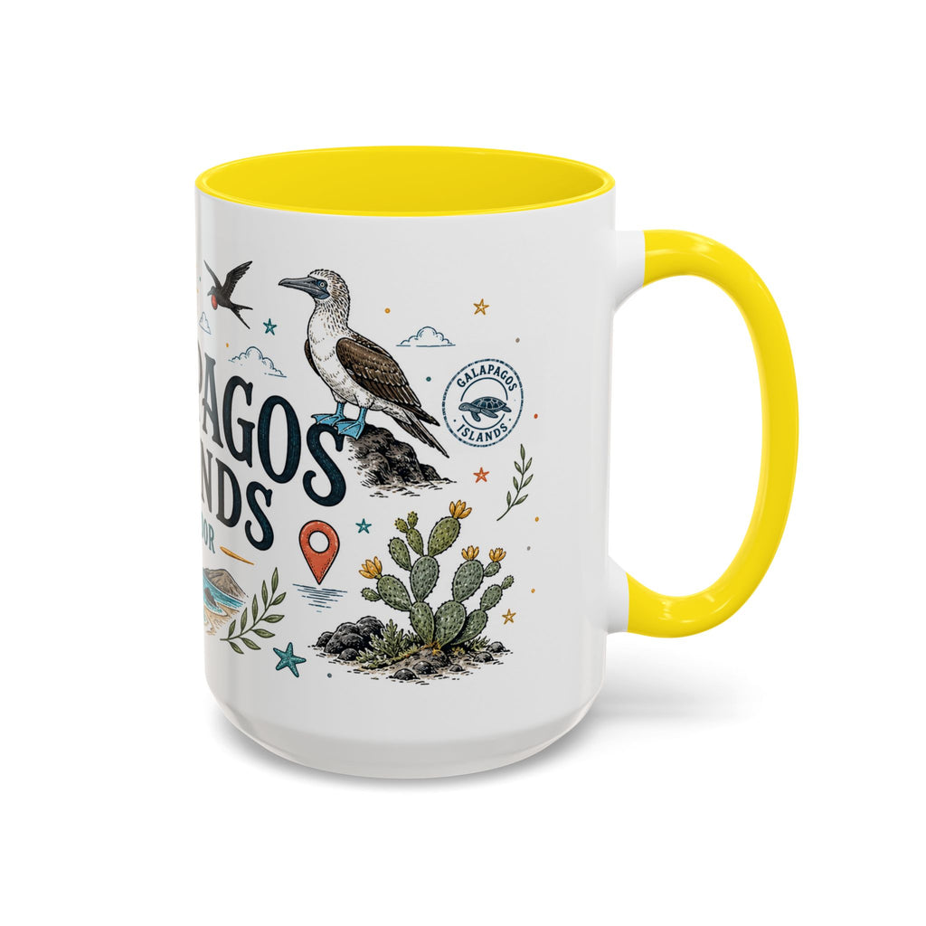 Galapagos Islands Coffee Mug | Travel Destination Souvenir Gift | Accent Color Ceramic 11oz 15oz