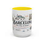 Barcelona Coffee Mug | Spain Souvenir Travel Gift | Accent Color Ceramic 11oz 15oz