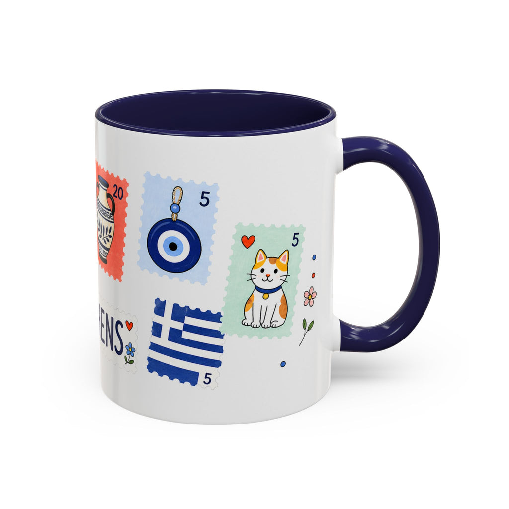 Athens Coffee Mug | Postage Stamp Collage Mug | Travel Souvenir Accent Cup 11oz 15oz
