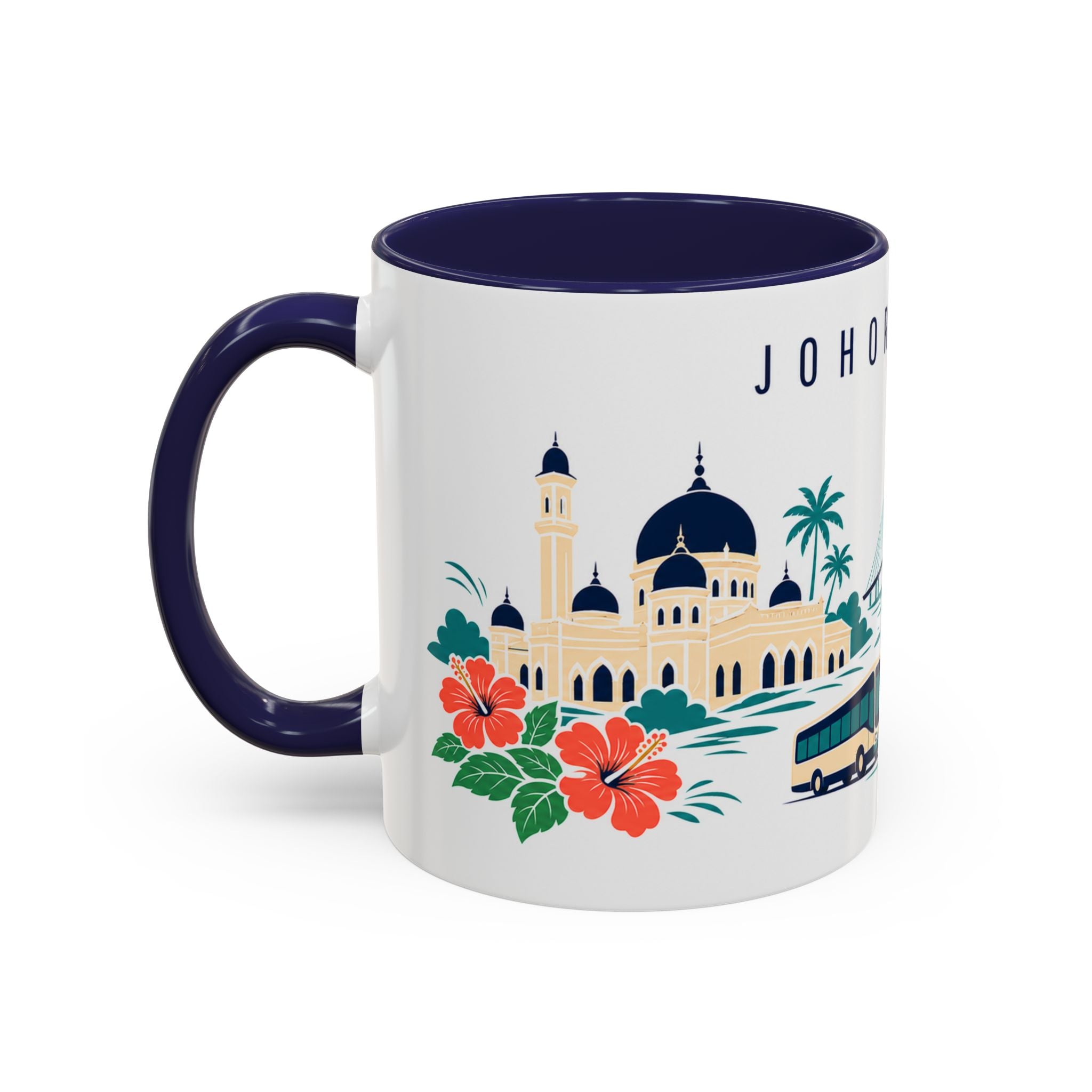 Johor Bahru Coffee Mug | Malaysia Travel Souvenir | Porcelain Decal City Gift | 11oz 15oz Accent Mug
