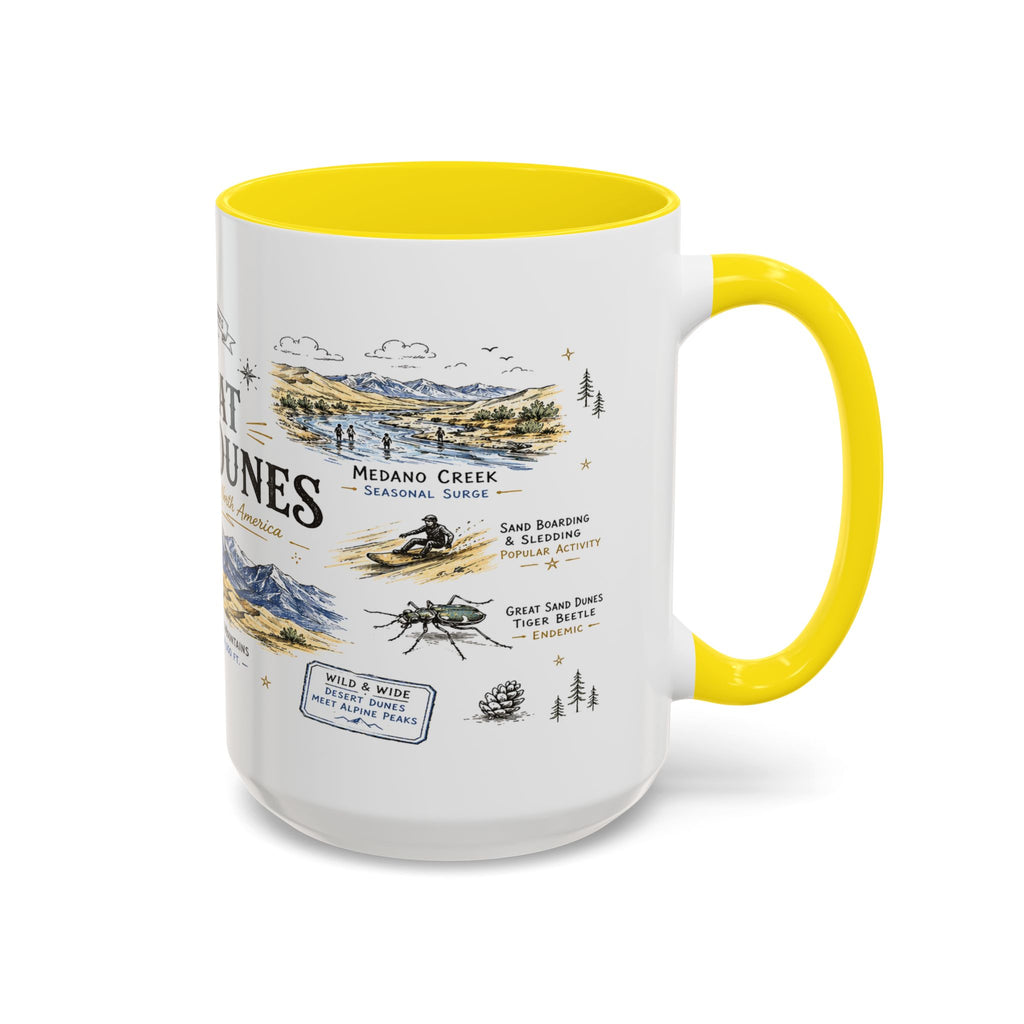 Great Sand Dunes National Park Coffee Mug | Colorado Desert Mountain Dunes Gift | Accent Color Ceramic 11oz 15oz