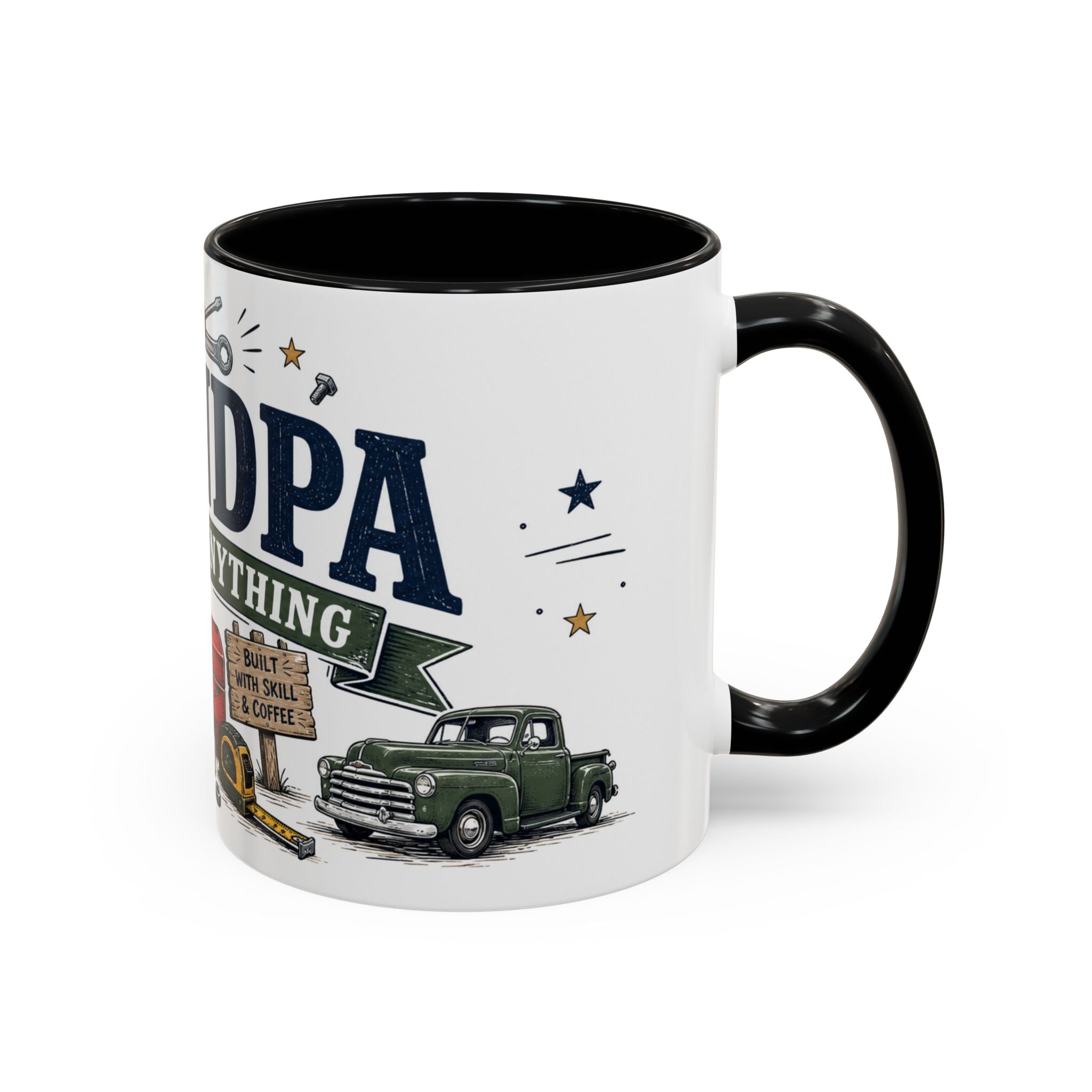 Grandpa Can Fix Anything Coffee Mug | Funny Gift From Grandkids | Accent Ceramic 11oz 15oz