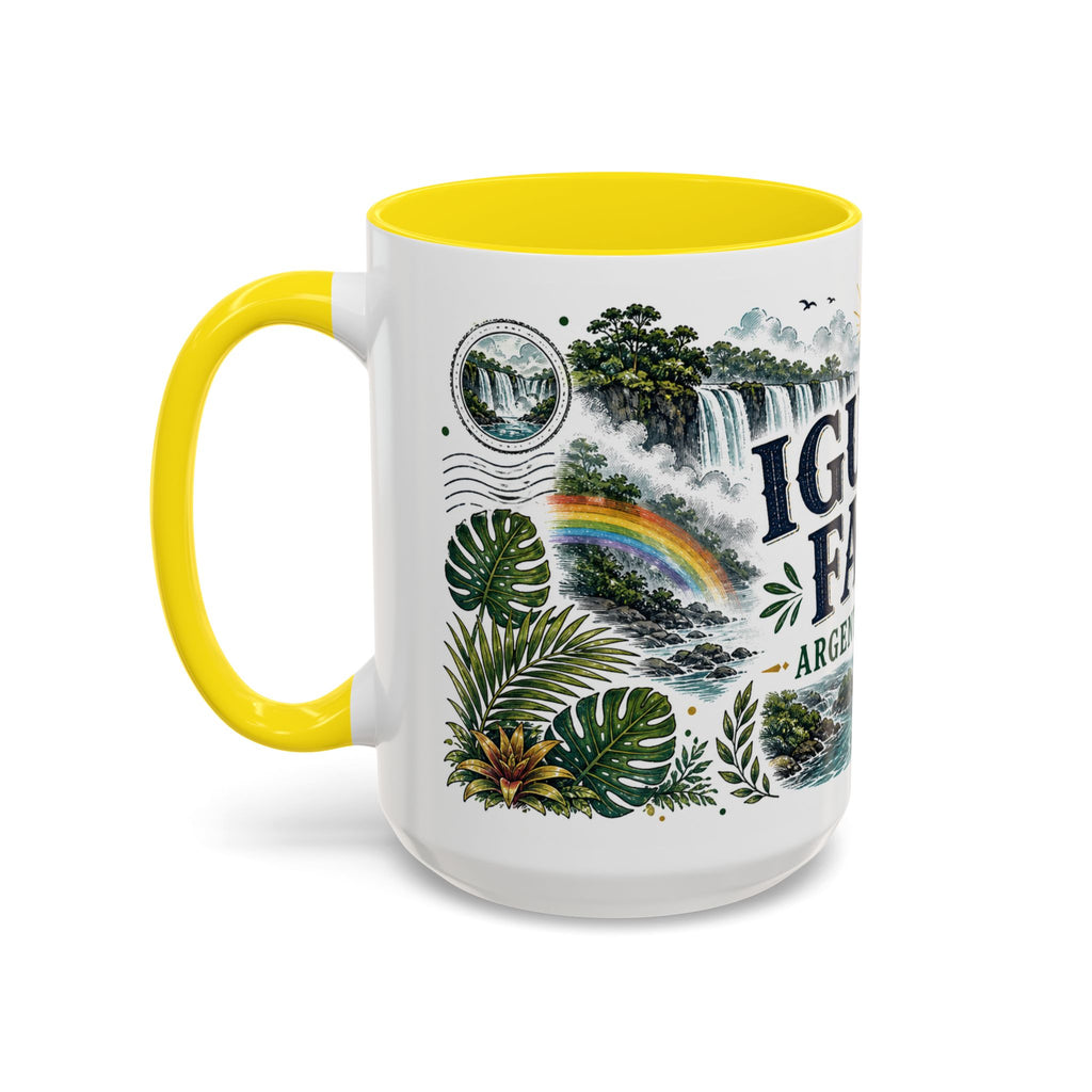 Iguazu Falls Coffee Mug | Travel Destination Souvenir Gift | Accent Color Ceramic 11oz 15oz