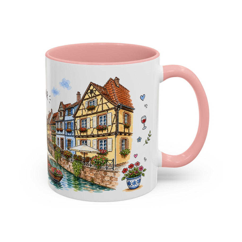 Colmar Illustrated Travel Mug | France Souvenir Accent Coffee Mug | 11oz 15oz Ceramic Cup