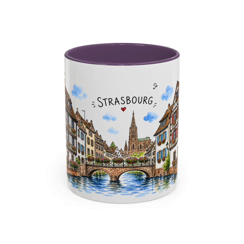 Strasbourg Illustrated Travel Mug | France Souvenir Accent Coffee Mug | 11oz 15oz Ceramic Cup