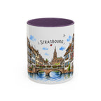 Strasbourg Illustrated Travel Mug | France Souvenir Accent Coffee Mug | 11oz 15oz Ceramic Cup