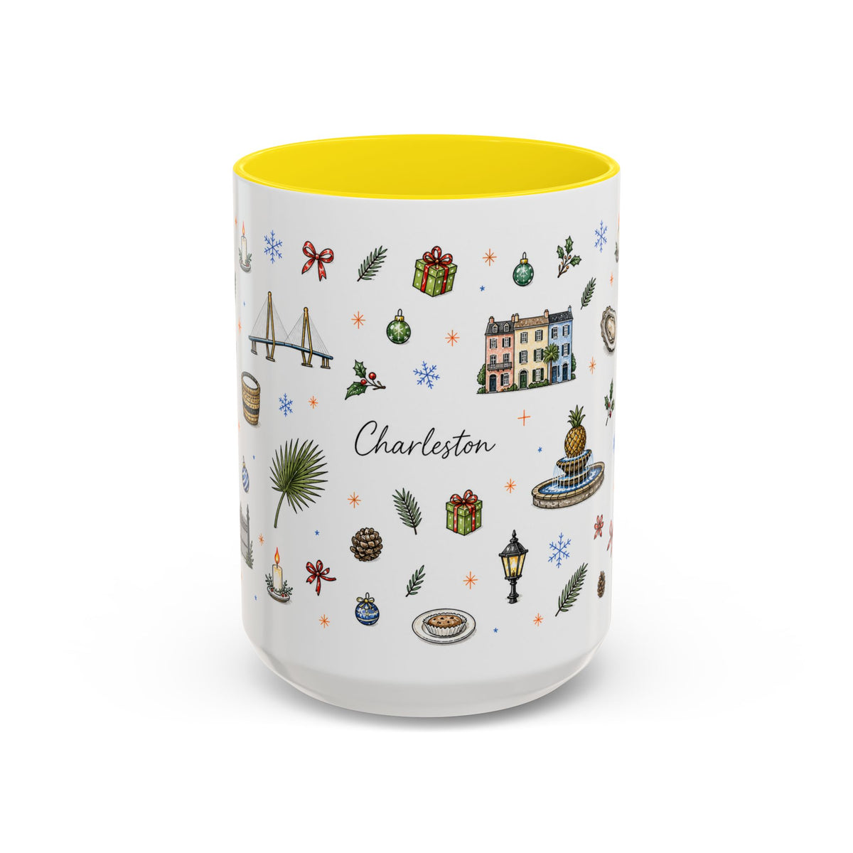 Charleston Christmas Mug | Watercolor City Souvenir, Holiday Travel Gift (11oz/15oz)
