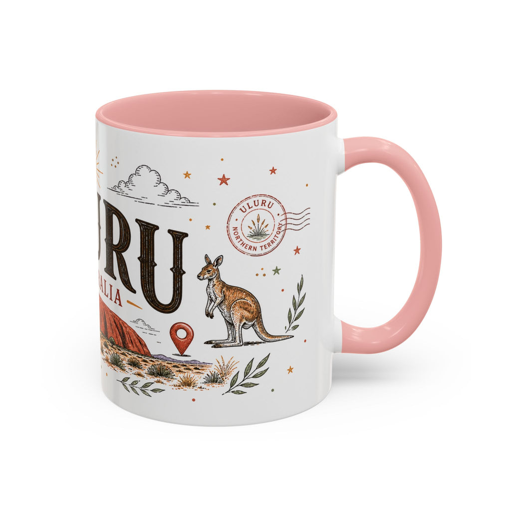 Uluru Coffee Mug | Travel Destination Souvenir Gift | Accent Color Ceramic 11oz 15oz