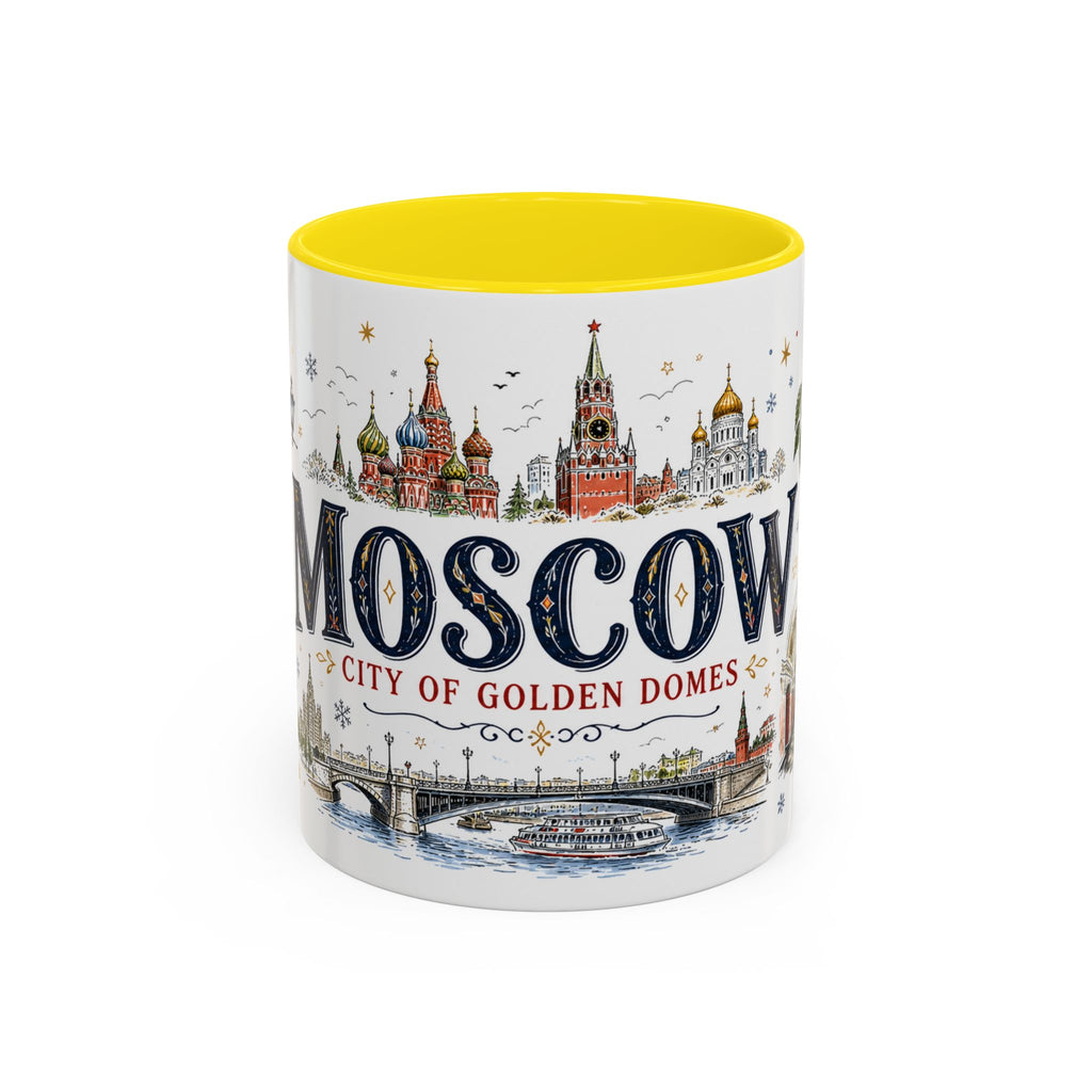 Moscow Coffee Mug | Russia Souvenir Travel Gift | Accent Color Ceramic 11oz 15oz