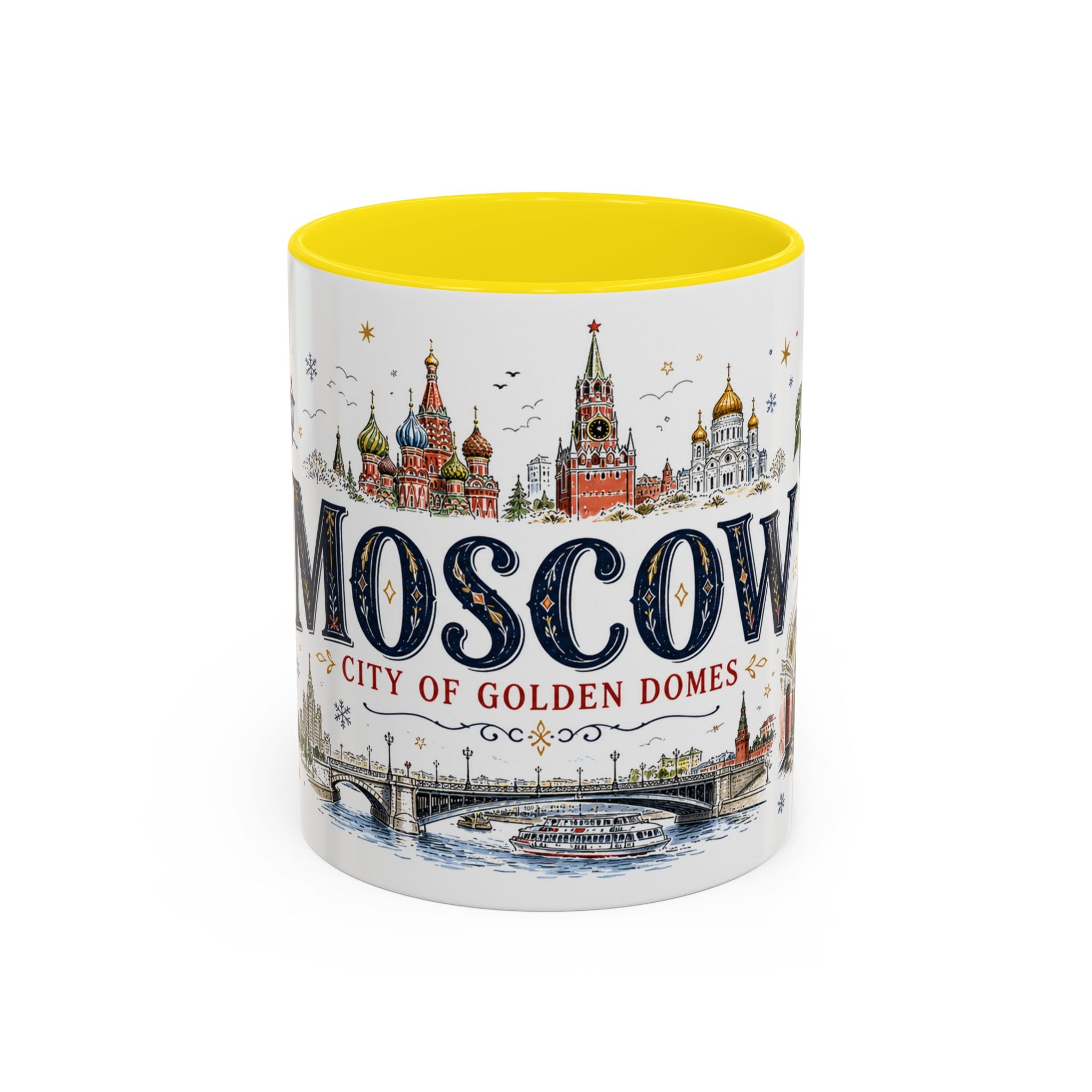 Moscow Coffee Mug | Russia Souvenir Travel Gift | Accent Color Ceramic 11oz 15oz