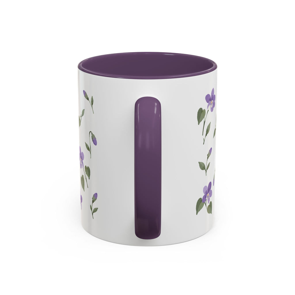 Rhode Island Violet Mug, State Flower Floral Coffee Cup, 11oz Botanical Gift