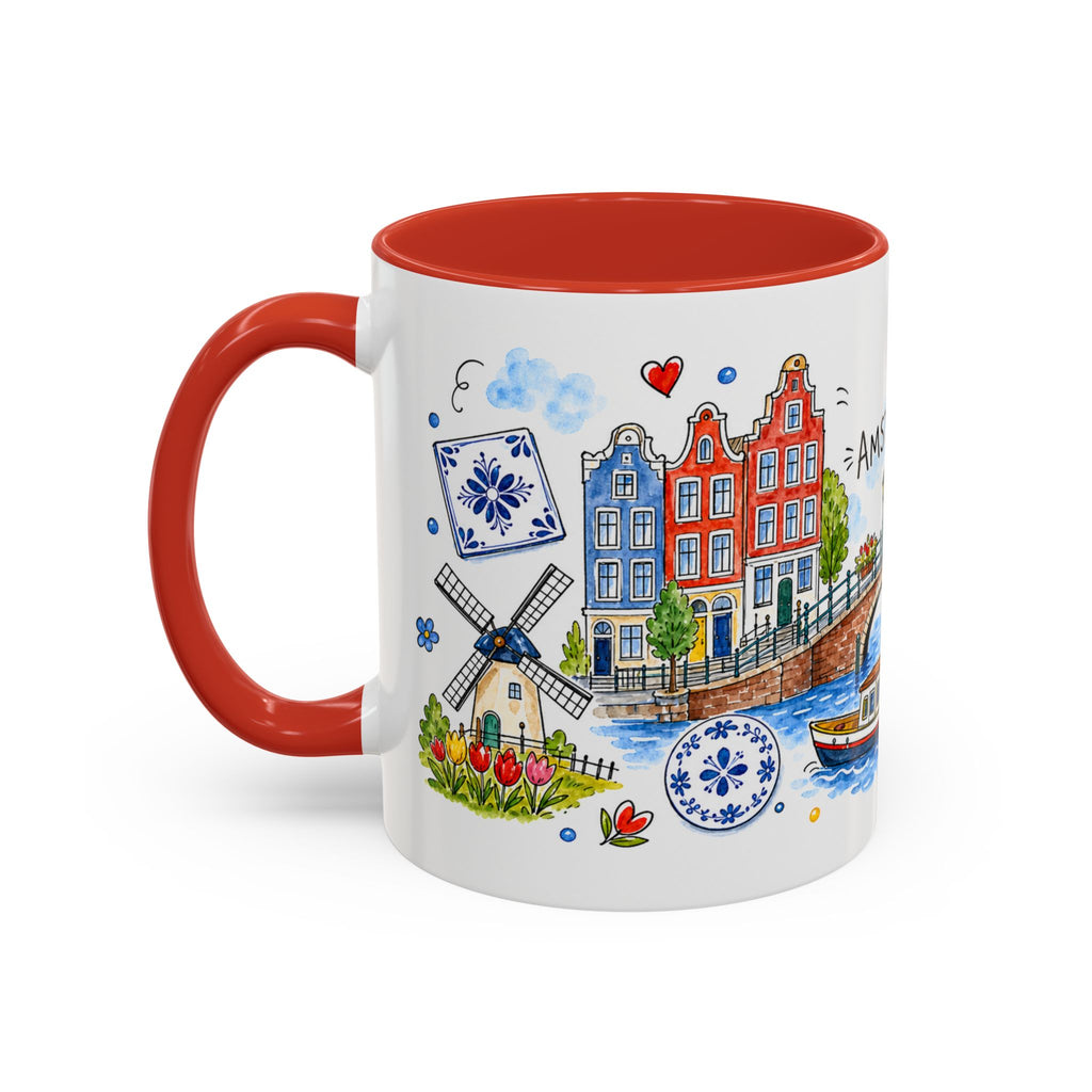 Amsterdam Travel Mug | European City Souvenir Accent Coffee Mug | 11oz 15oz Ceramic Cup