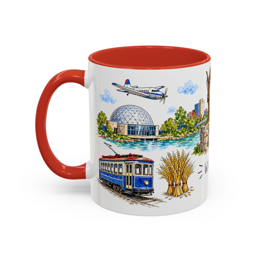Wichita Illustrated Travel Mug | City Souvenir Accent Coffee Mug | 11oz 15oz Ceramic Cup